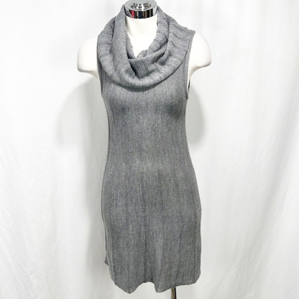 Rebecca Taylor Cowl High Neck Sleeveless Sweater Dress Gray XS